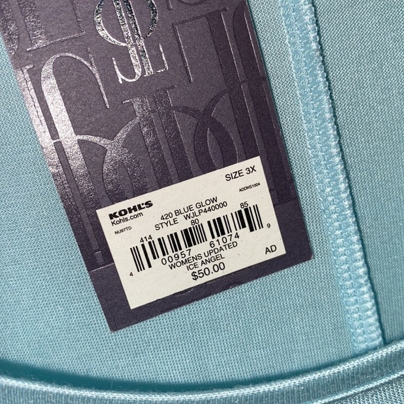 Jennifer Lopez shirt light blue long sleeved 3x Clear beads on sleeves - Picture 3 of 7